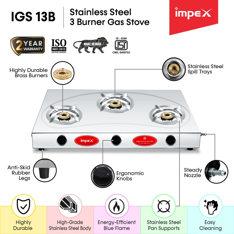 IMPEX Steel 13B 3 Burner LPG Stove BuildHUB