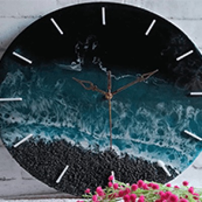 Blue And Black Premium Epoxy Clock