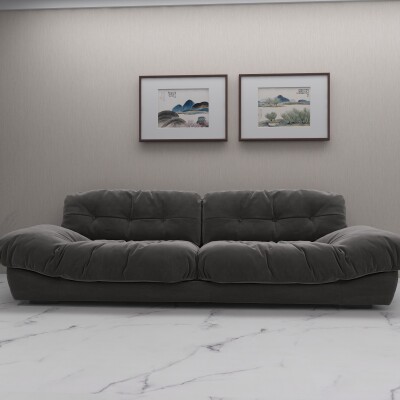 BH Grey Velvet Modern 3 Seater Sofa