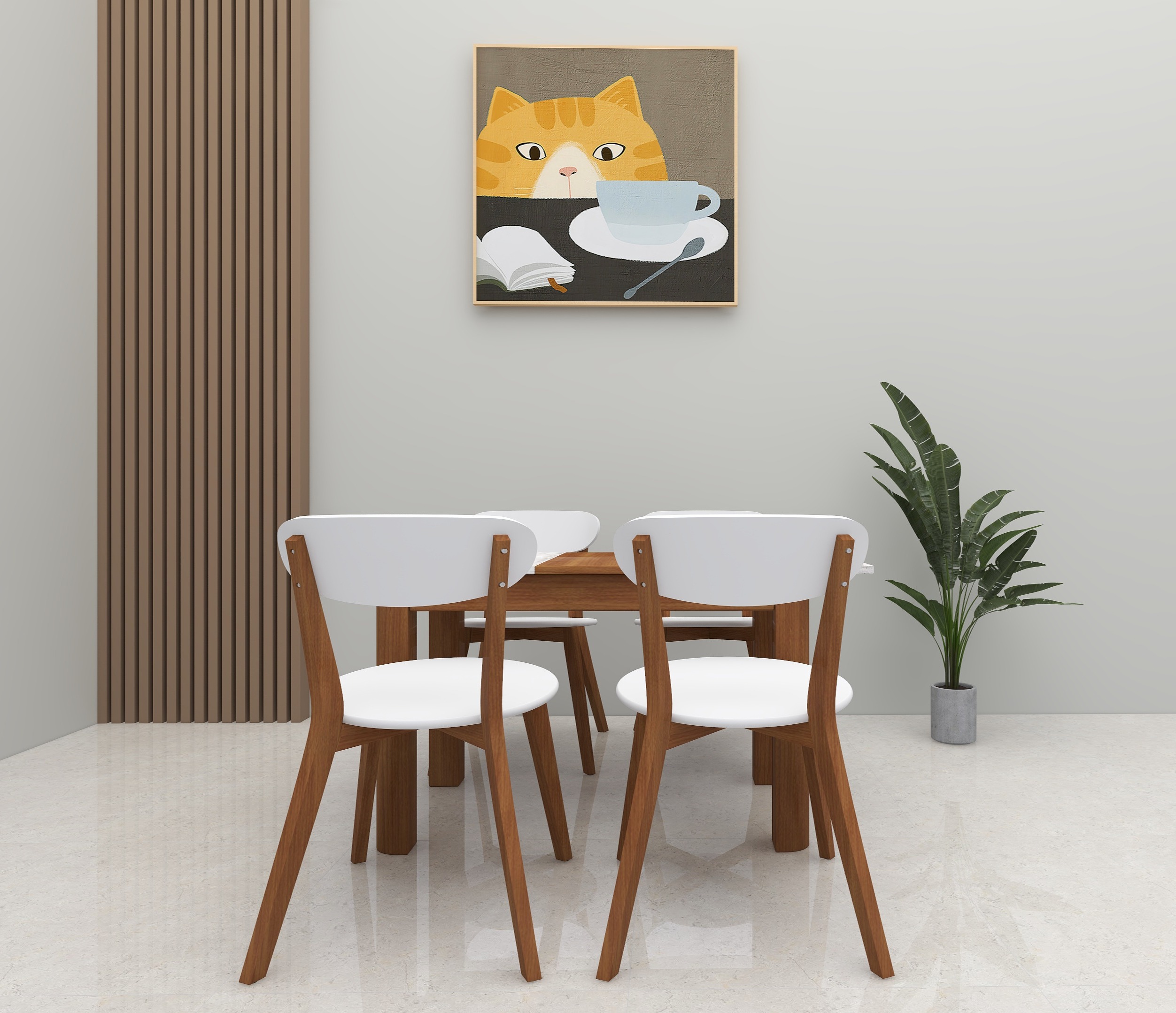 4 Seater Premium White Dining Table - BuildHUB