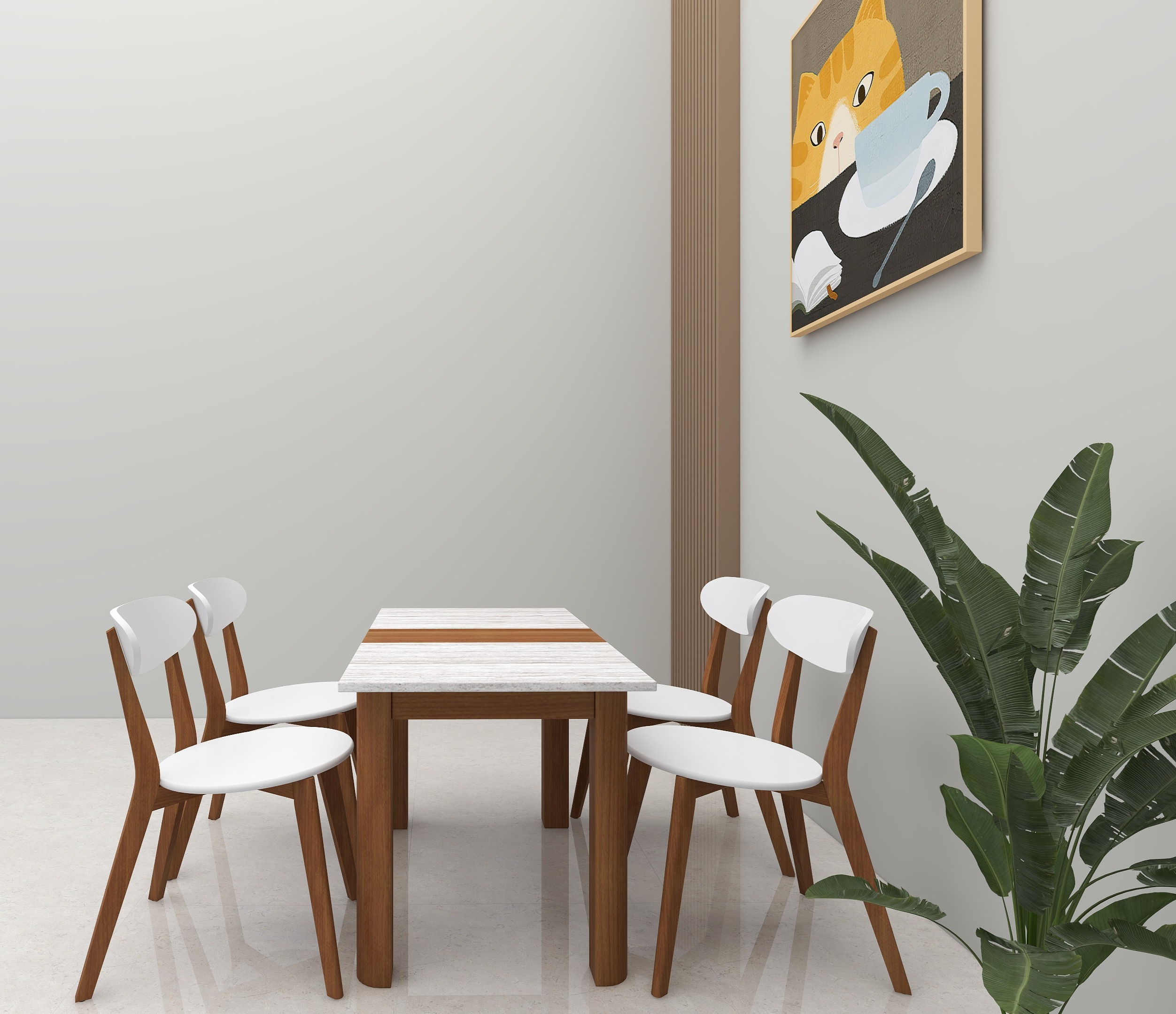 4 Seater Premium White Dining Table - BuildHUB