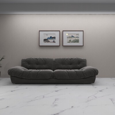 BH Grey Velvet Modern 3 Seater Sofa
