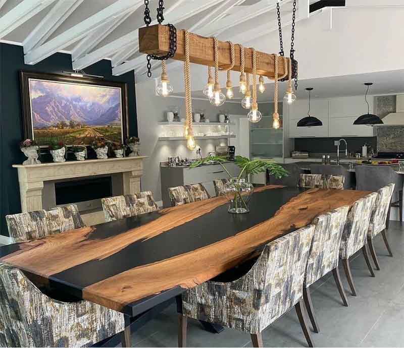 Walnut Finish Epoxy Dining Table - Buildhub