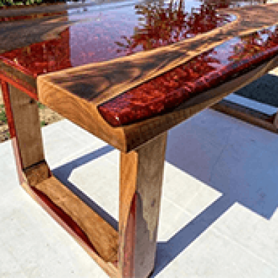 Red Metallic Epoxy Dining Table