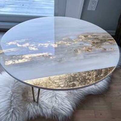 Gold & White Round Coffee Table