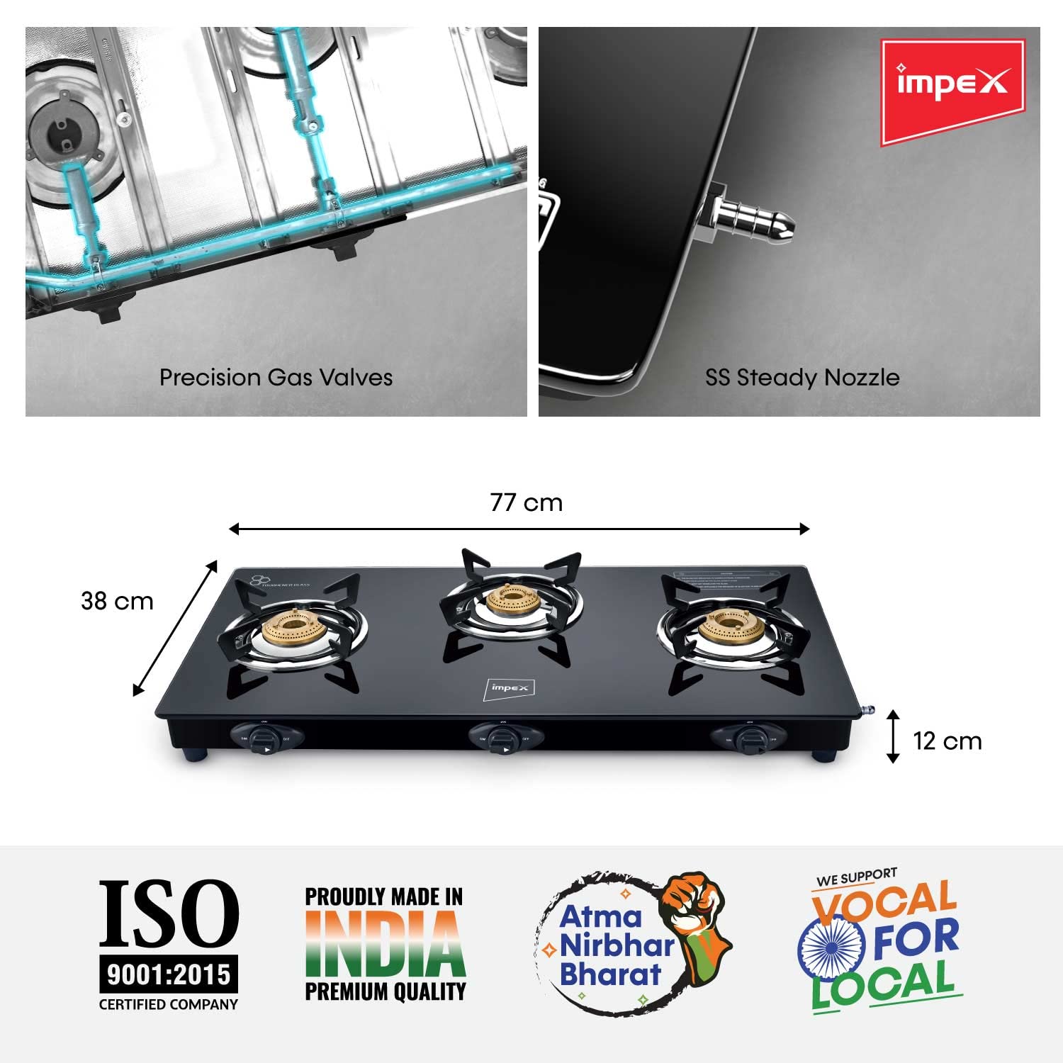 IMPEX Specta 3 Burner Gas Stove GT (Auto Ignite) Buildhub