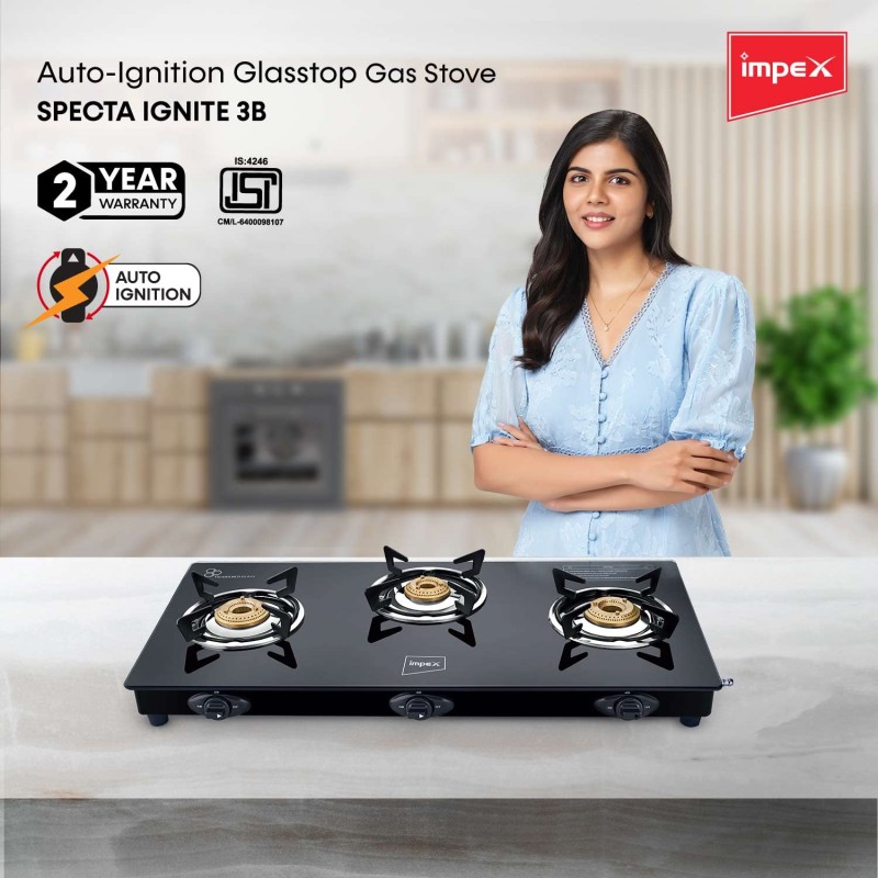 IMPEX Specta 3 Burner Gas Stove GT (Auto Ignite) Buildhub