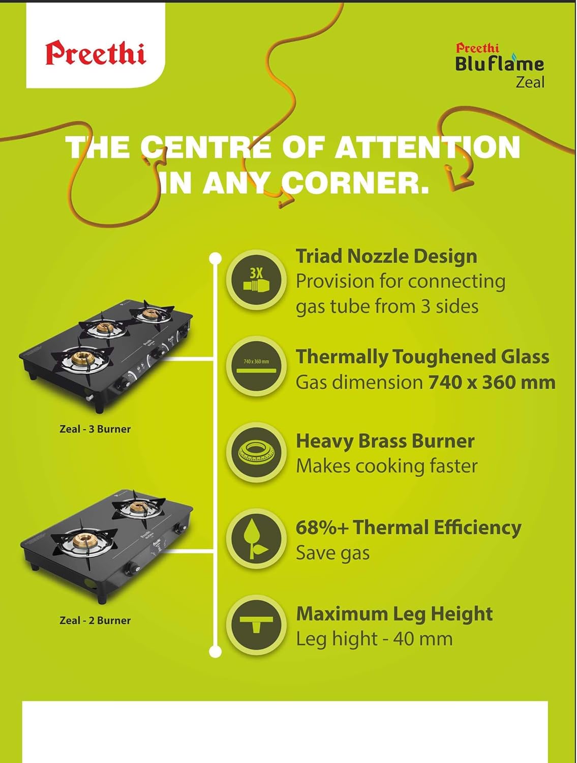 Preethi ZEAL Glass Top 3 Burner Gas Stove BuildHUB